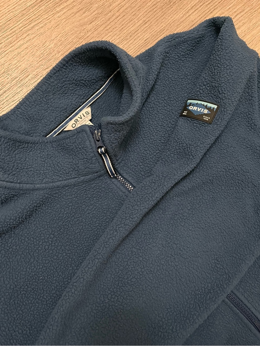 Orvis Men's Navy Half-Zip Teddy Fleece Pullover